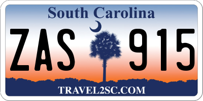 SC license plate ZAS915