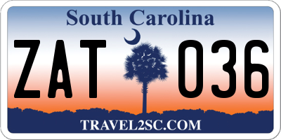 SC license plate ZAT036