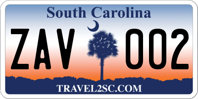 SC license plate ZAV002