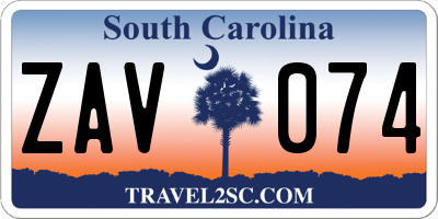 SC license plate ZAV074