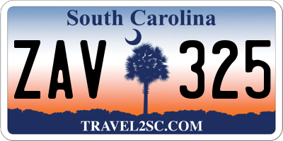 SC license plate ZAV325