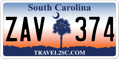 SC license plate ZAV374
