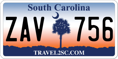 SC license plate ZAV756
