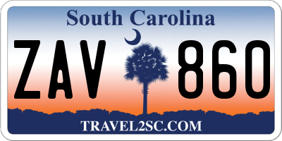 SC license plate ZAV860