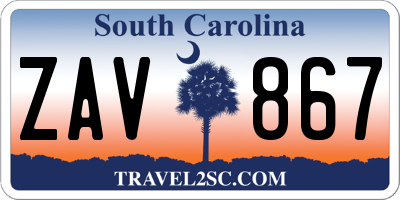 SC license plate ZAV867
