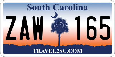 SC license plate ZAW165