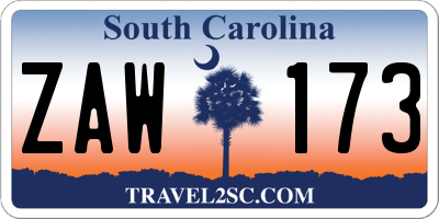 SC license plate ZAW173