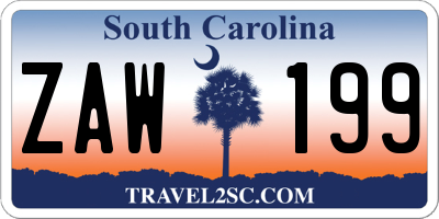 SC license plate ZAW199