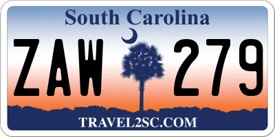 SC license plate ZAW279