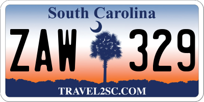SC license plate ZAW329