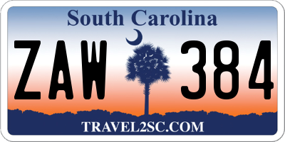 SC license plate ZAW384