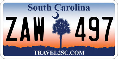 SC license plate ZAW497