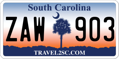 SC license plate ZAW903