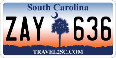 SC license plate ZAY636