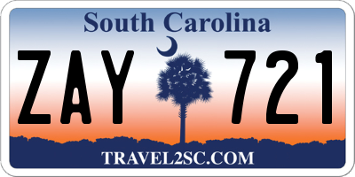 SC license plate ZAY721