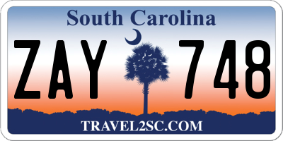 SC license plate ZAY748