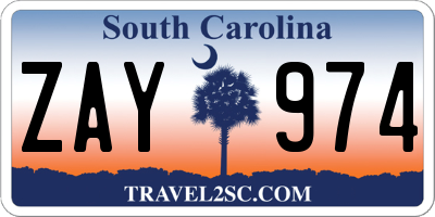 SC license plate ZAY974