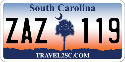 SC license plate ZAZ119