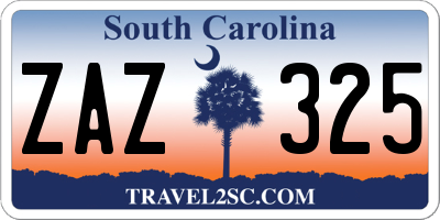 SC license plate ZAZ325