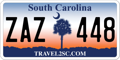 SC license plate ZAZ448