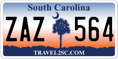 SC license plate ZAZ564