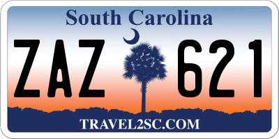 SC license plate ZAZ621
