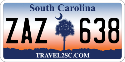 SC license plate ZAZ638