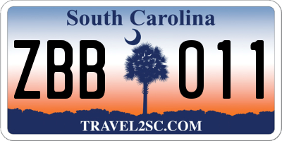 SC license plate ZBB011