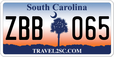 SC license plate ZBB065