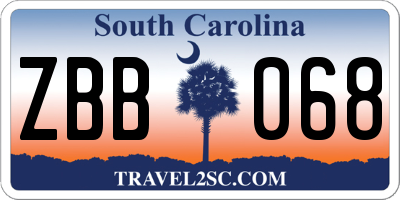 SC license plate ZBB068