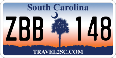 SC license plate ZBB148