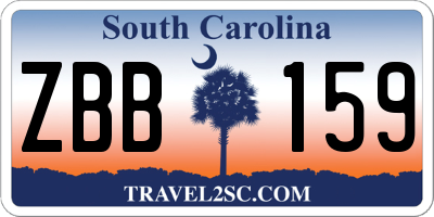 SC license plate ZBB159