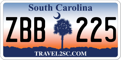 SC license plate ZBB225