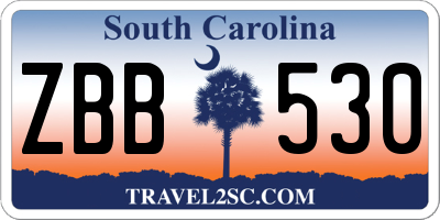 SC license plate ZBB530