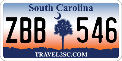 SC license plate ZBB546