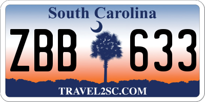 SC license plate ZBB633