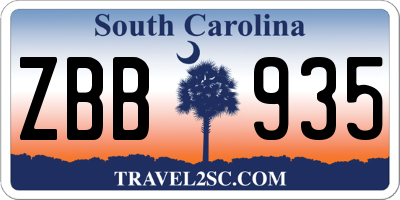 SC license plate ZBB935