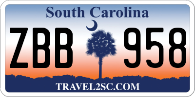 SC license plate ZBB958