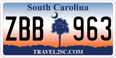 SC license plate ZBB963