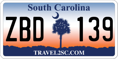 SC license plate ZBD139
