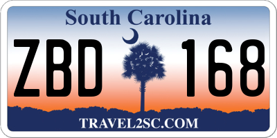 SC license plate ZBD168