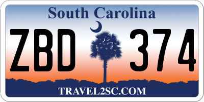 SC license plate ZBD374