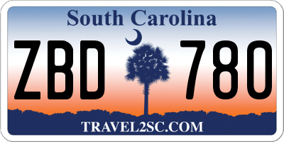 SC license plate ZBD780
