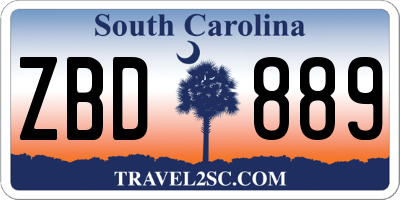 SC license plate ZBD889