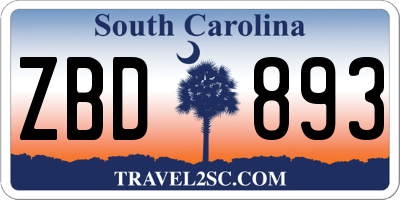 SC license plate ZBD893