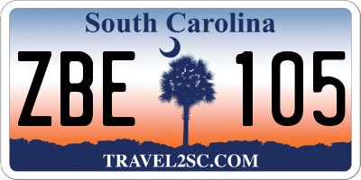 SC license plate ZBE105