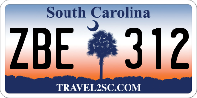 SC license plate ZBE312