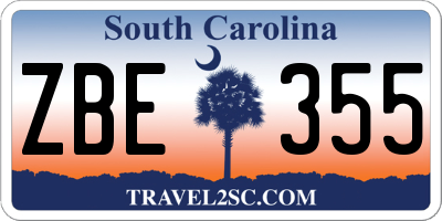 SC license plate ZBE355