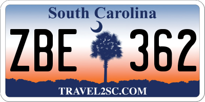 SC license plate ZBE362