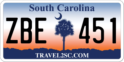 SC license plate ZBE451